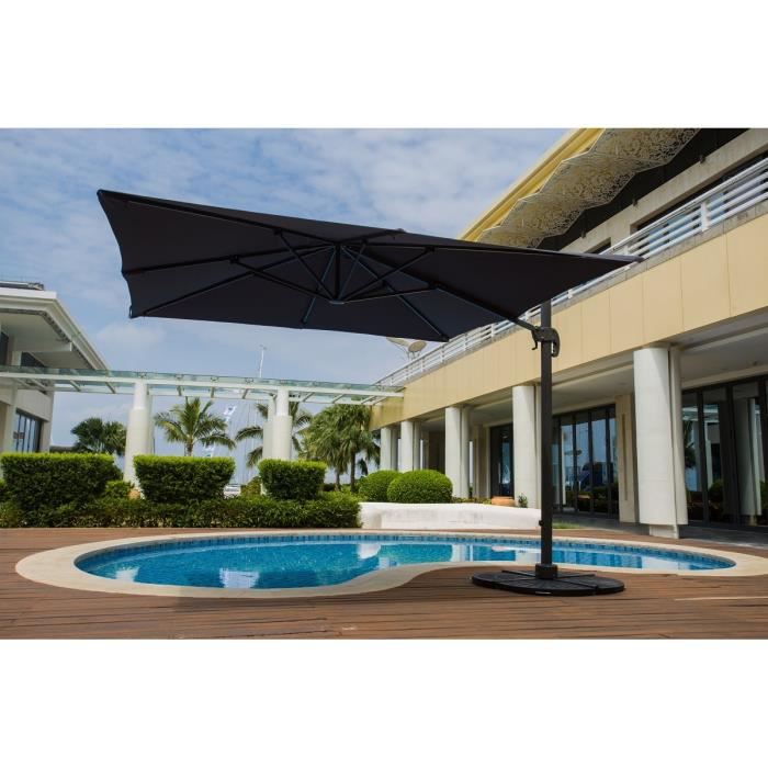 parasol déporté, 3x4m,rotatif à 360°, gris Achat / Vente parasol