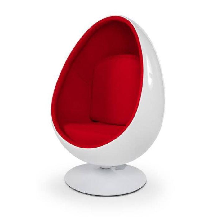 Fauteuil Oeuf Boule Design egg ball chai (Blanc/Rouge) Invitez l’art