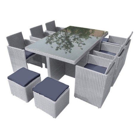 Salon jardin Portovecchio résine(plastique) gris 1 table, 6 fauteuils