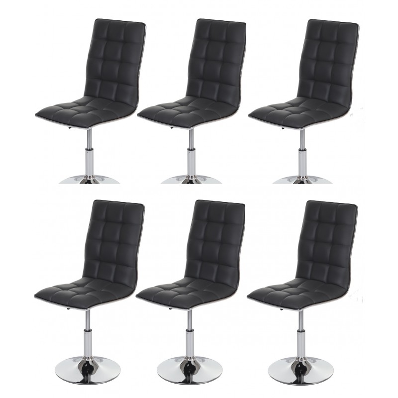 lot de 6 chaises de salle a manger hauteur reglable en similicuir gris