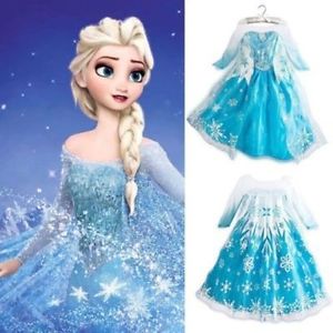 Robe Déguisement Costume La Reine des Neiges Elsa Anna Enfant Fille
