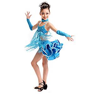 Robe fille, robe danse Costume latine 110 cm 120 Bleu