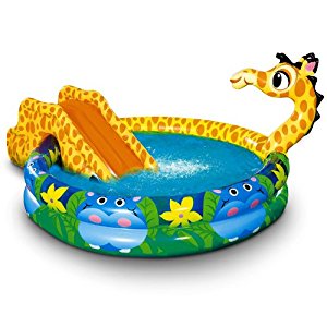Pataugeoire piscine enfant + toboggan girafe 152 x 25 cm
