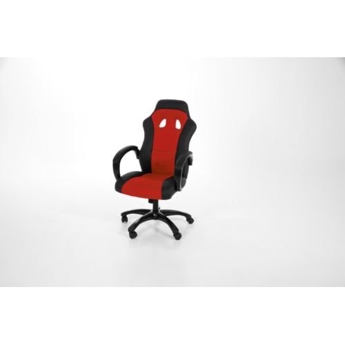 Chaise de bureau Race en simili cuir rouge noir avec accoudoir