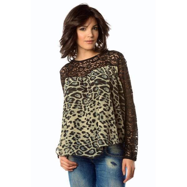 Tunique blousante motif léopard et en dentelle Achat / Vente