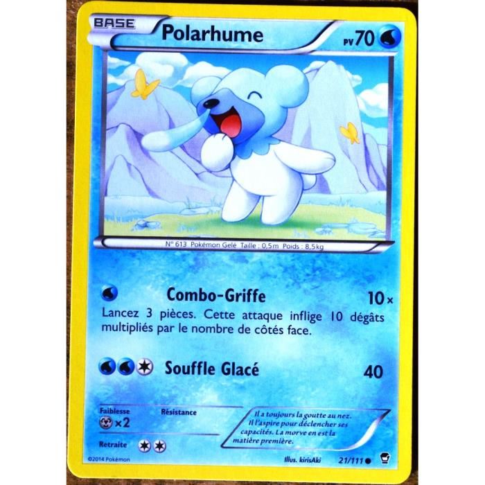 carte Pokémon 21 111 Polarhume 70 PV XY03 XY Poings Furieux NEUF FR