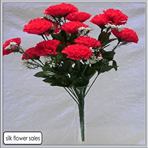 Fleurs artificielles rouge en soie x 18 pour mariage/tombe/vase