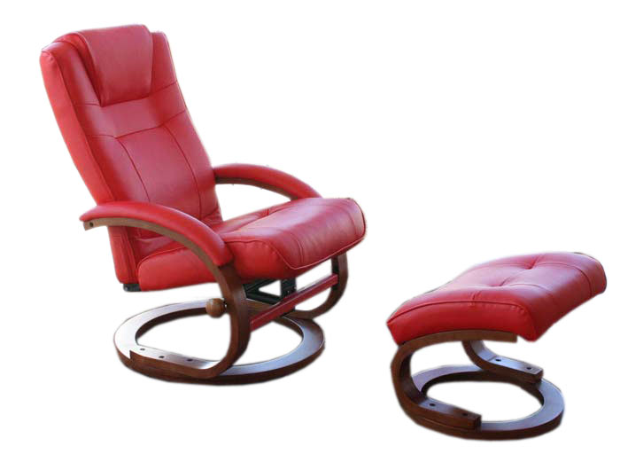 Fauteuil relax fauteuil avec pouf Pescatori simili cuir rouge bordeaux