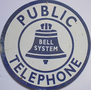 Plaque Metal Publicitaire Vintage Public Telephone Ronde 35 CM