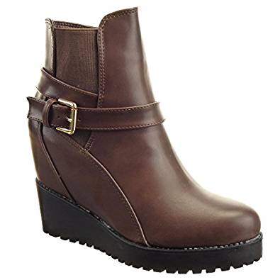 Sopily Chaussure Mode Bottine Chelsea Boots Plateforme Montante