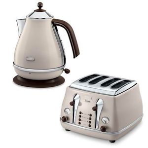 DELONGHI Icona Vintage Jug Kettle + toaster set cream