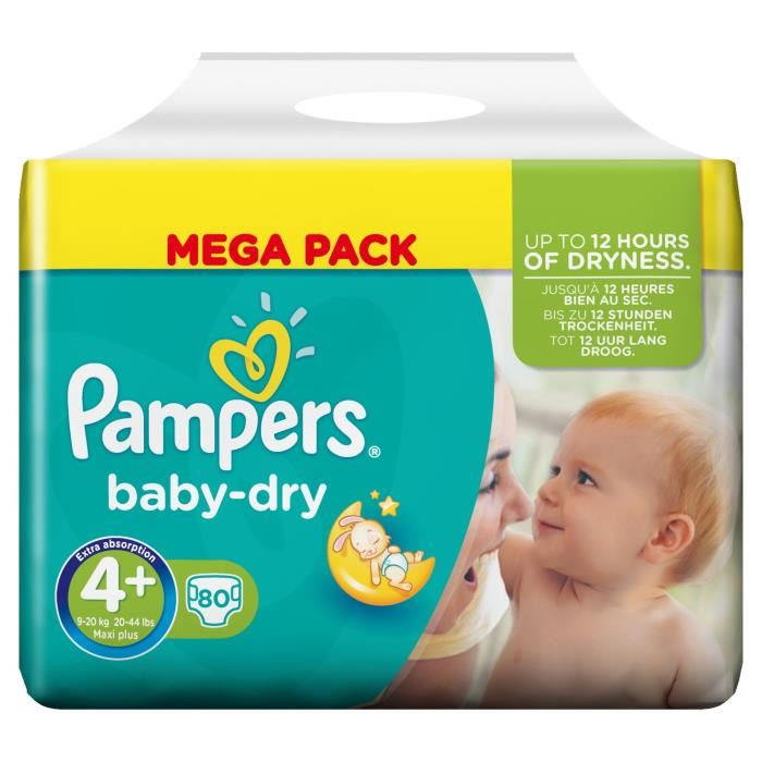 Achat / Vente couche jetable PAMPERS Mega Baby Dry T4+ x80
