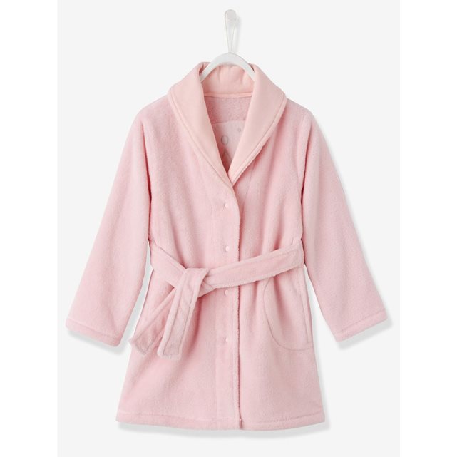 Robe de chambre douceur peluche rose clair/imprimé Vertbaudet | La