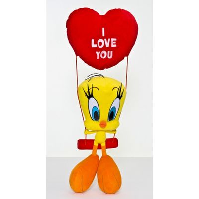 image Peluche coeur avec Titi sur balançoire Looney Tunes A