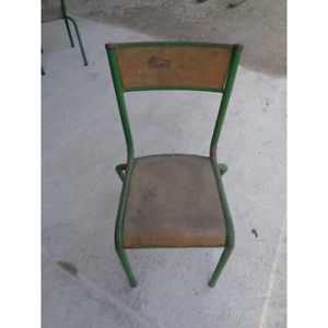 chaise d ecole metal bois vintage/1636 4 lapt
