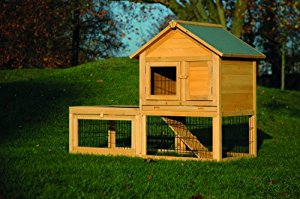 Petit clapier cage à lapins en bois avec enclos: Jardin