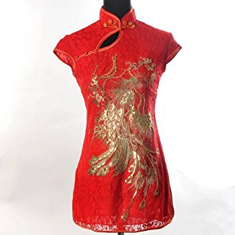 Shanghai Tone® Robe Chinoise Asiatique Veste Longue Mandarin Phénix