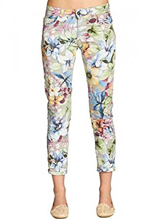 CASPAR Pantalon d’été 7/8 pour femme avec motif fleurs de lys
