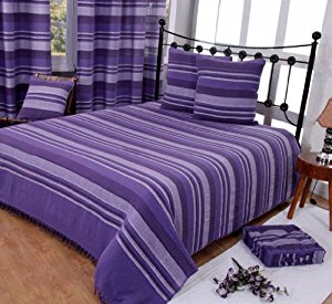 Homescapes Jeté de lit/Jeté de canapé Violet à Rayures de 260 x