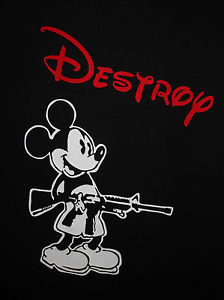 shirt Mickey Mouse avec pistolet detruire Punk Anarchie Graffiti Art