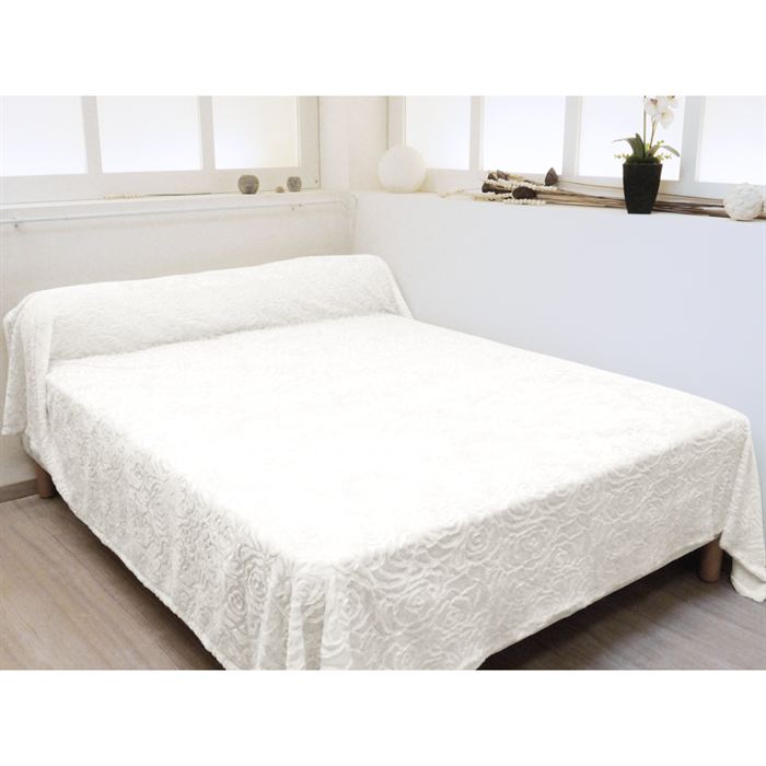 Couvre lit PANTAGONIE blanc Achat / Vente jetée de lit boutis
