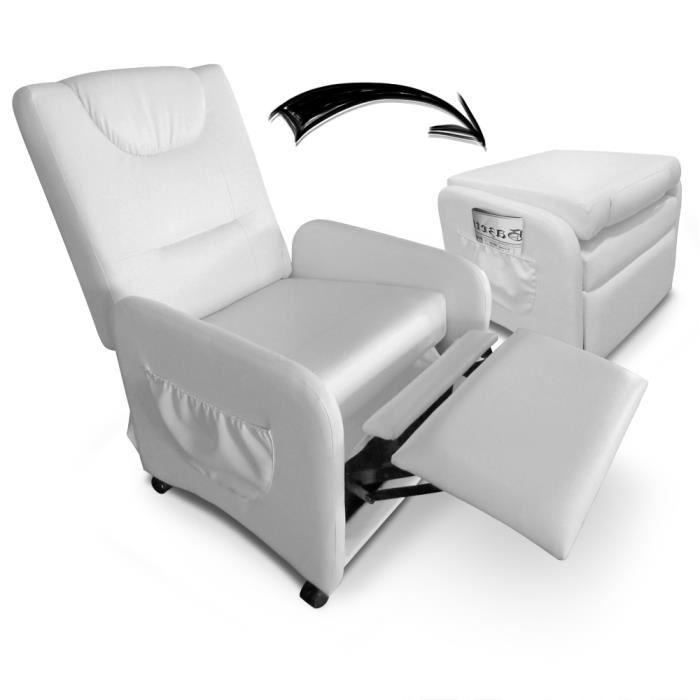 Fauteuil relax pliable Brio Blanc Achat / Vente fauteuil