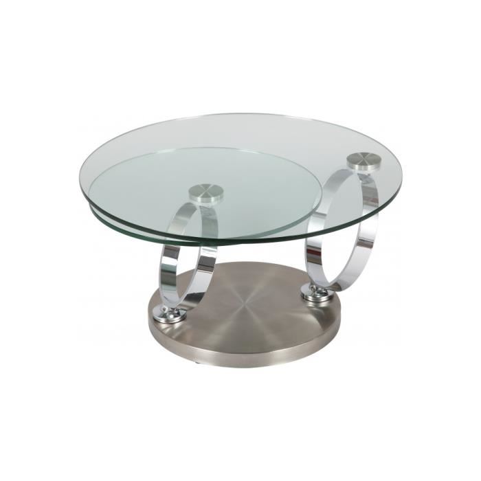 table basse ronde en verre socle inox Achat / Vente table basse