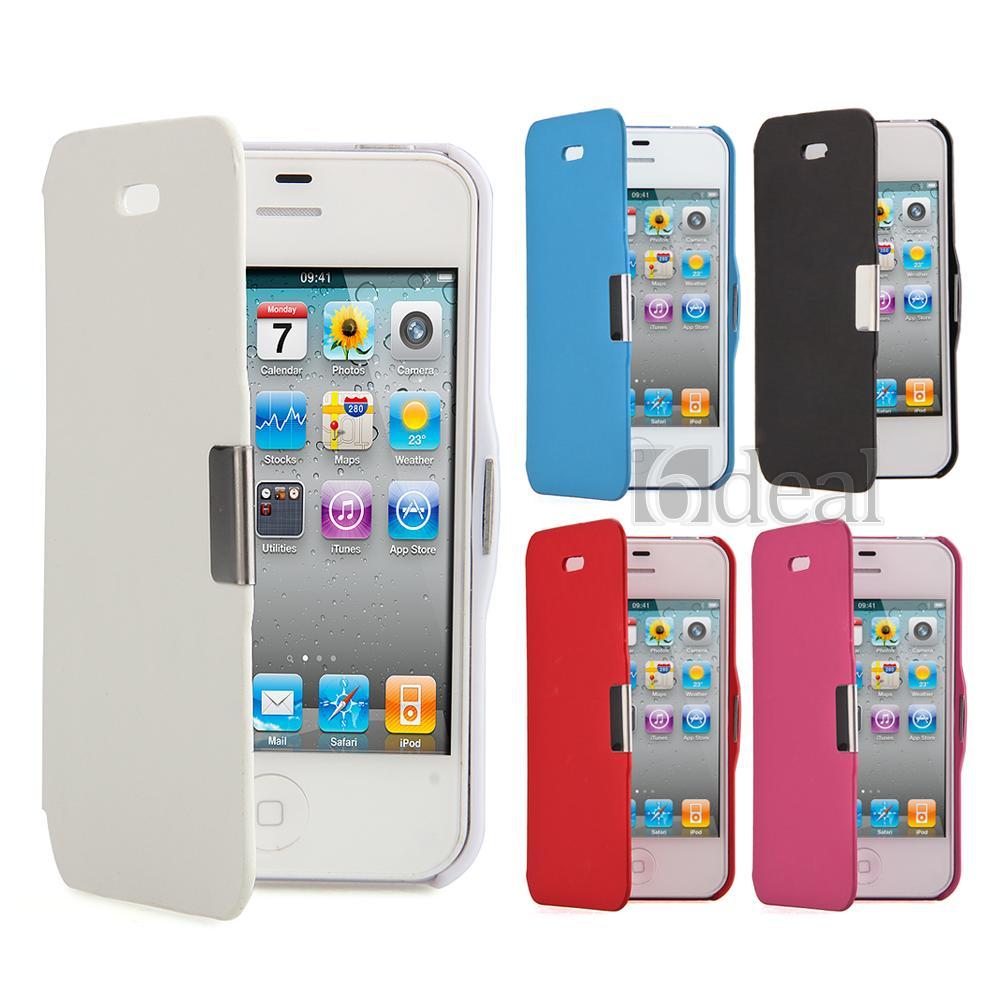 Housse Etui Coque Protection Flip Rabat pour Apple iPhone 4/4S Mobile