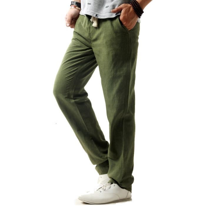 Lin confortable d’un pantalon Vert Vert Achat / Vente pantalon