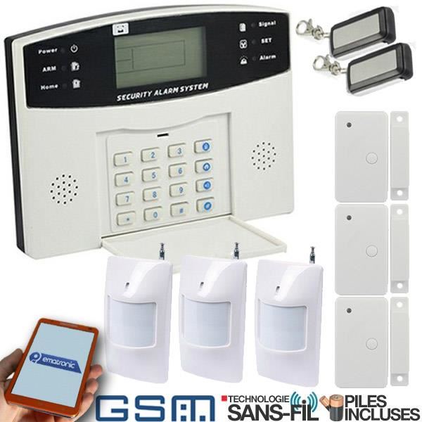 Alarme kit mixte sans fil et filaire avec transmetteur GSM EMATRONIC