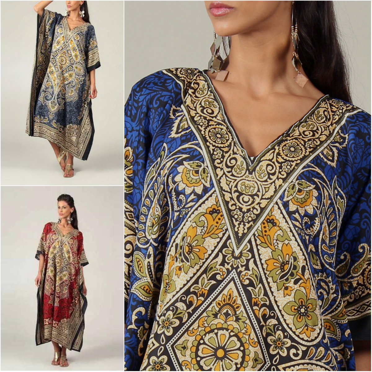 Caftan marocain imprimé robe longue abaya kurti sarong kimono robe de
