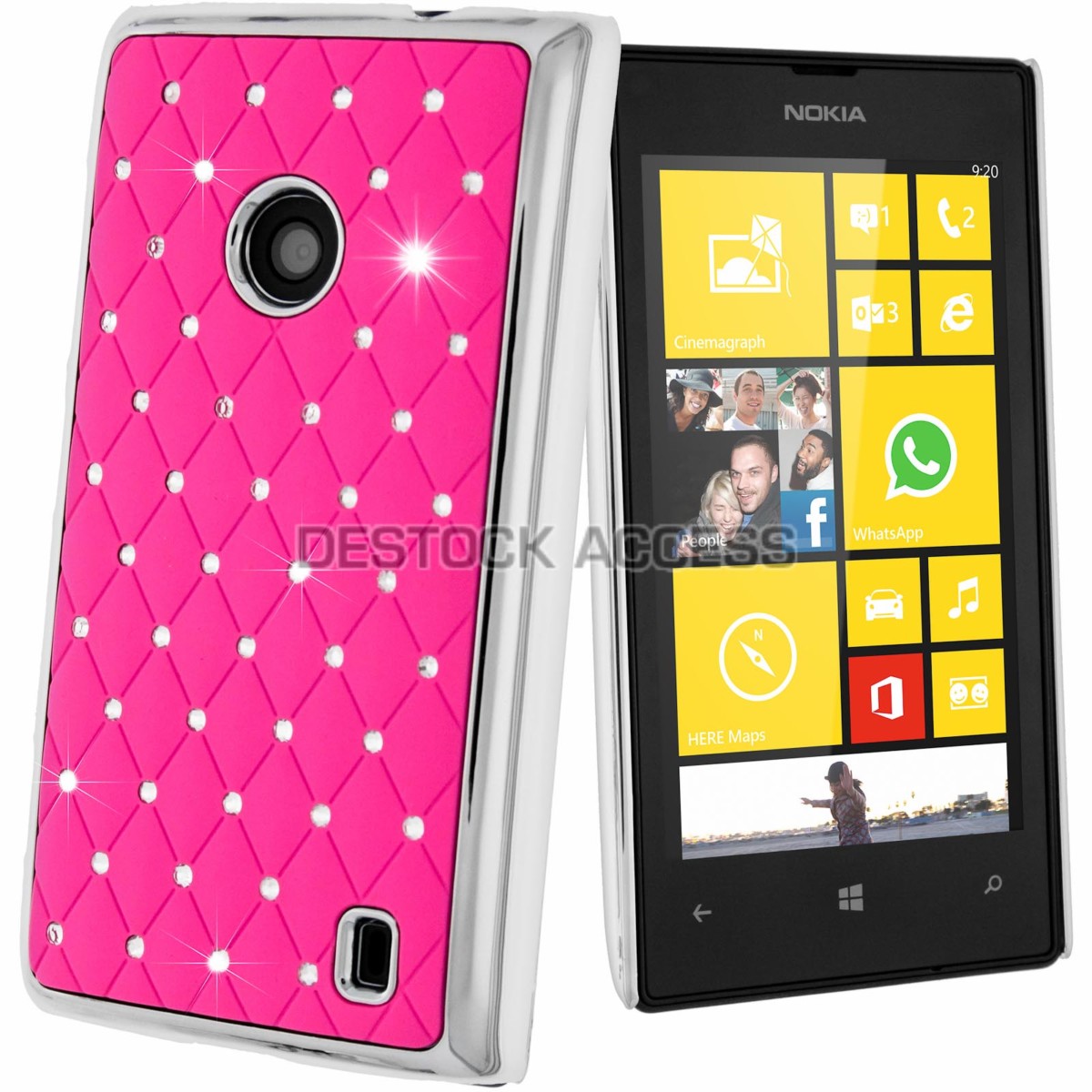 Coque Diamant Strass Nokia Lumia 520 Housse Rigide Rose