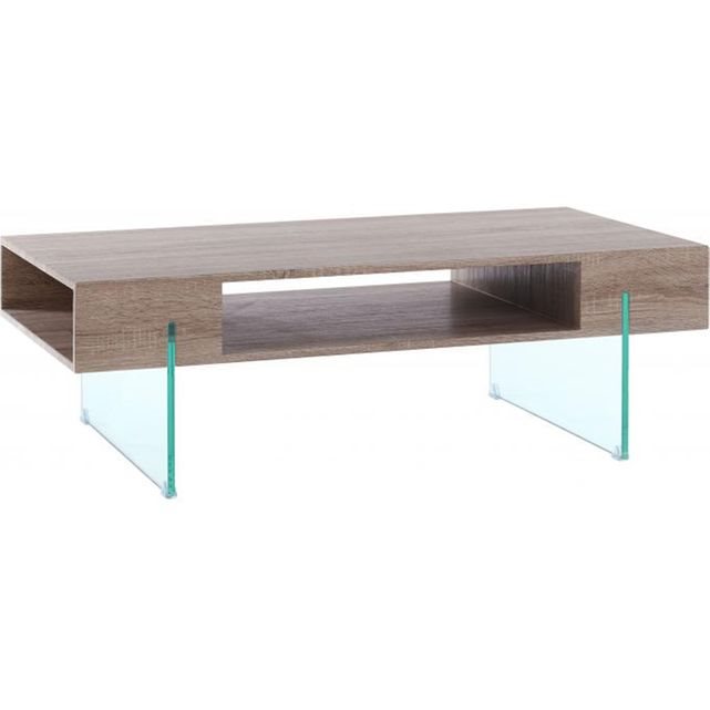Table basse design en bois et verre americano marron Declikdeco | La