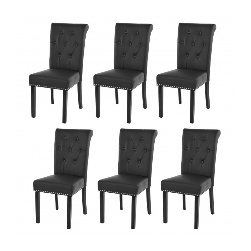 lot de 6 chaises de salle a manger design marron pieds fonce cds04208