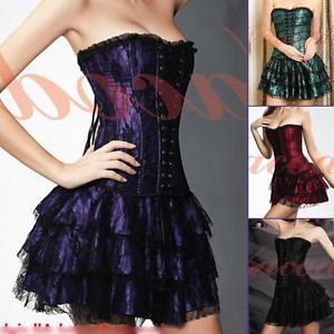 ROBE CORSET BUSTIER JUPE GOTHIQUE SEXY DENTELLE GLAMOUR 34 36 38 40 42
