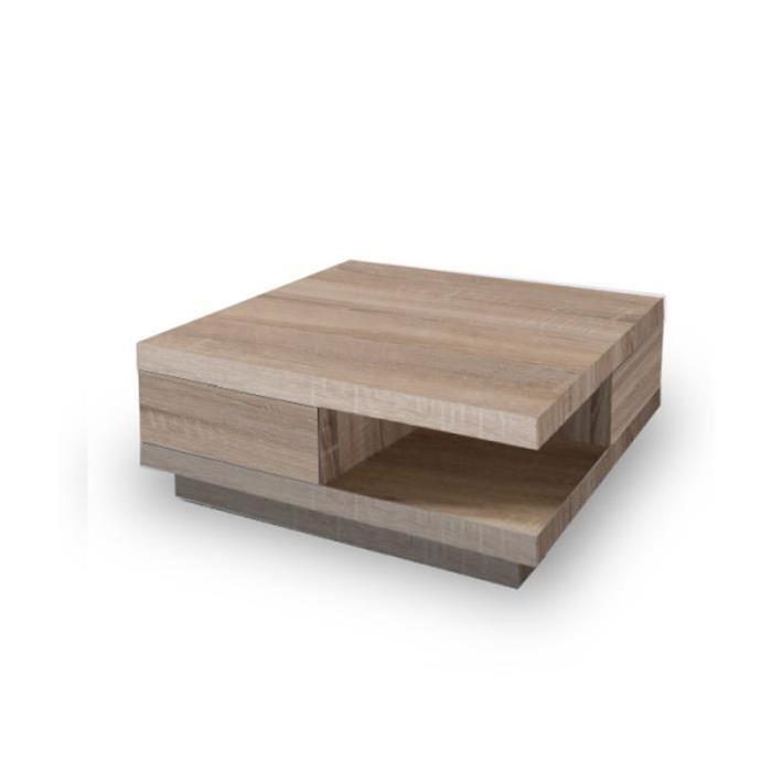Table basse en bois moderne avec tiroirs DUNDIX 2 Chêne clair