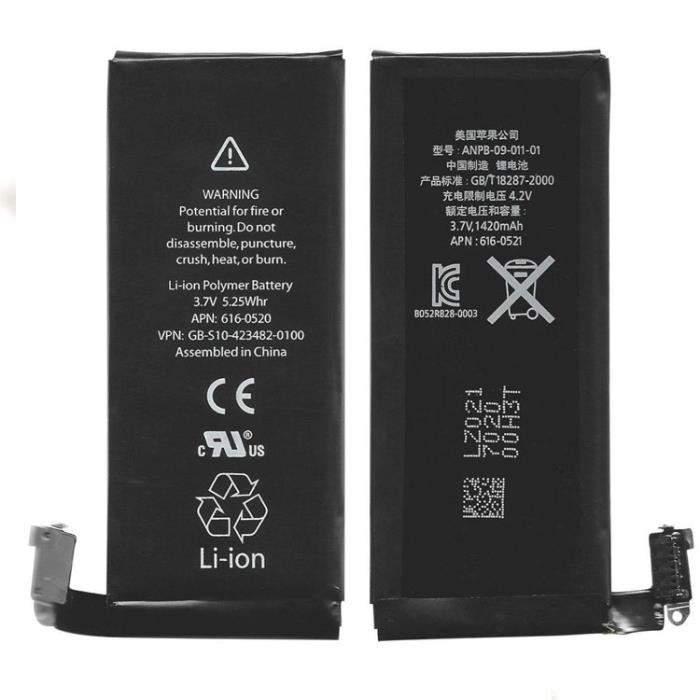 Batterie origine Apple iPhone 4S 1420mAh 5.25Wh batterie téléphone