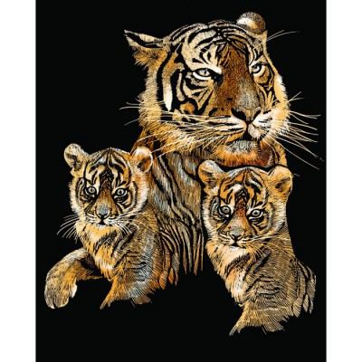 Kit carte à gratter Scraper traditionnel cuivre : Le tigre et ses