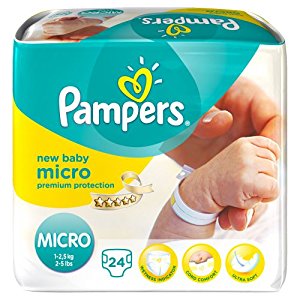 Pampers New Baby 24 Couches 1 2,5 kg Taille 0 Micro Lot de 2