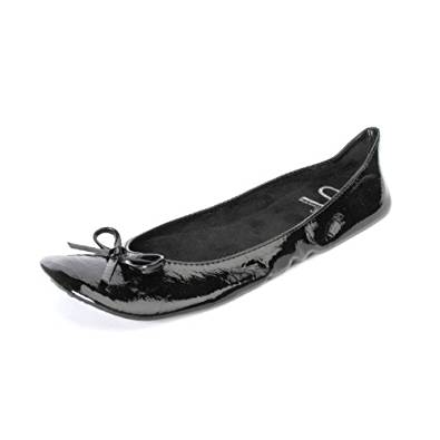 Chaussures Ballerines femme pliables avec ruban patent noir