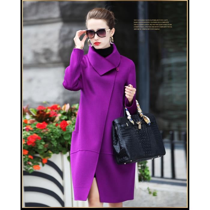 Femme manteau en laine élégant violet d’automne/hiver violet Achat