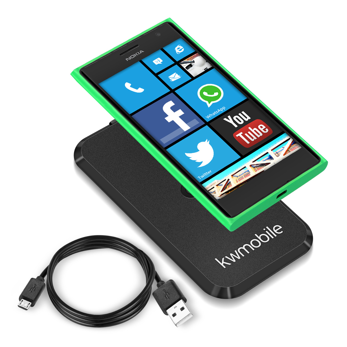 Kwmobile Chargeur Sans FIL Pour Nokia Lumia 735 Noir Recharge QI
