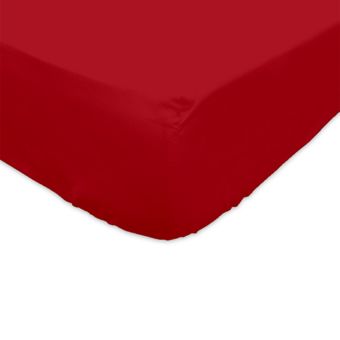 Soleil d’Ocre Drap housse 140x200cm 100% coton Rouge pas cher