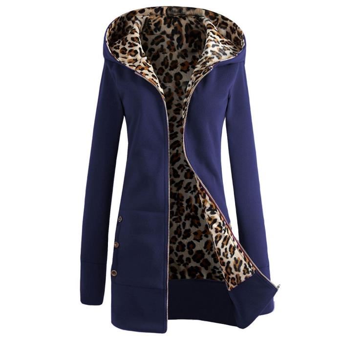 Leopard Veste Manteau Femme réchauffer chandails sweat à capuche