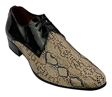 Hommes noir beige peau de serpent brillant brevets chaussures en cuir