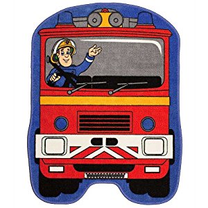 Tapis Sam le Pompier Enfant (87cm x 67cm) (Bleu/Rouge)