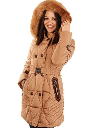 Balingi Manteau d’hiver avec capuche fausse fourrure pour femme