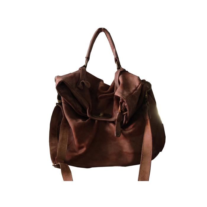 sac à main marron cuir véritable vintage femme Achat / Vente sac
