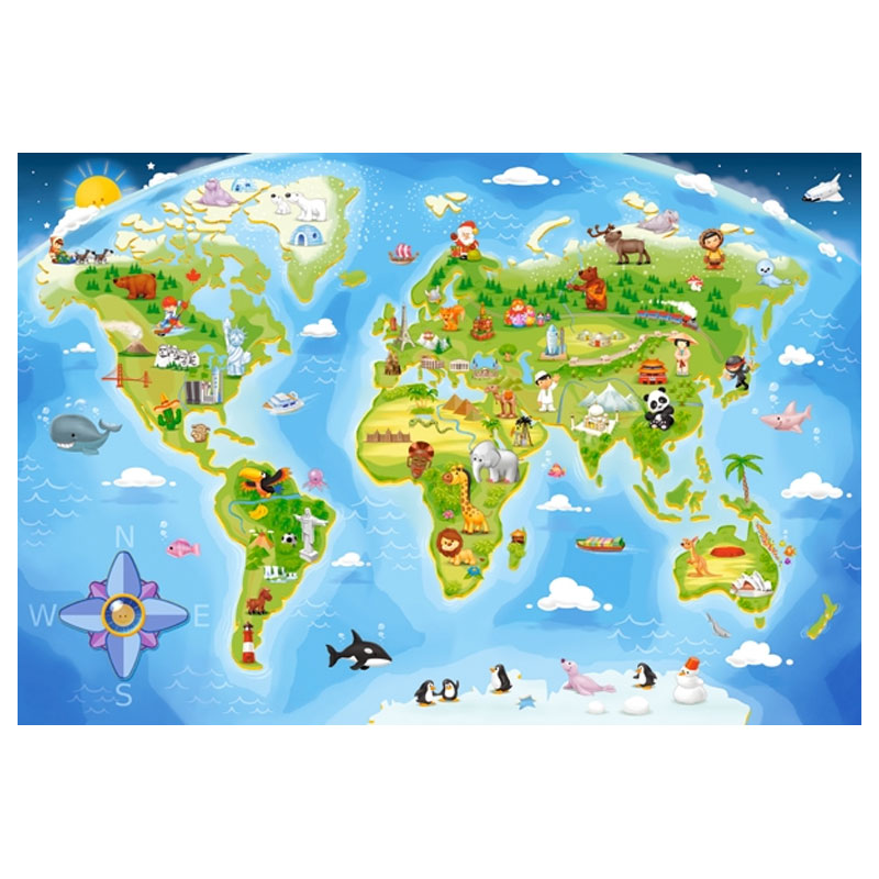 Puzzle Maxi 40 pièces : Carte du monde En Soldes