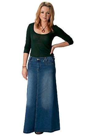Jupe Denim Longue Bleu Délavé Jupe en Jean de mode Évasée (35